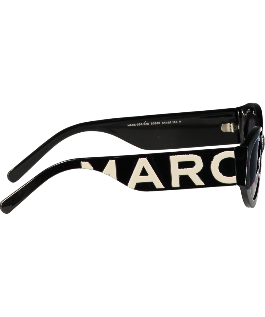 Marc Jacobs Marc 694/g/s Black / Ivory Large Logo Sunglasses In Case