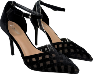 Coast Black Sophia Velvet & Mesh Detail High Stiletto Heel Court Shoes UK 5 EU 38