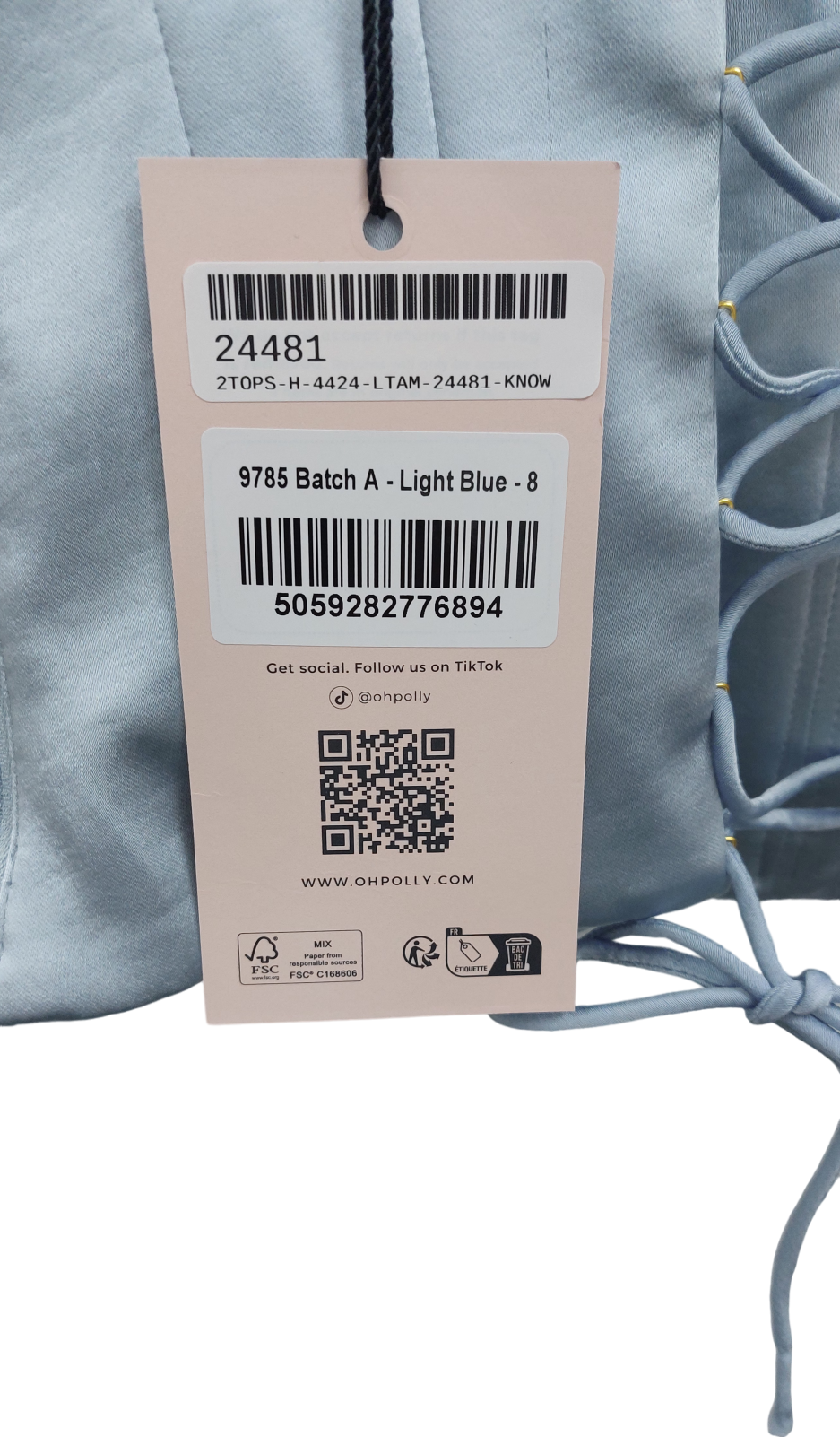 Oh Polly Blue Xaria Lace-up Corset Top UK 8