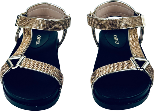 CARVELA Metallic Gold Block Flat Open Toe Sandals UK 5 EU 38