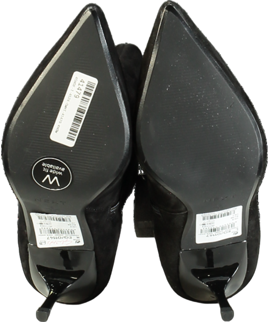 Next Black Suede Forever Comfort® Pointed Toe Skinny Heeled Ankle Boots UK 5 EU 38 👠