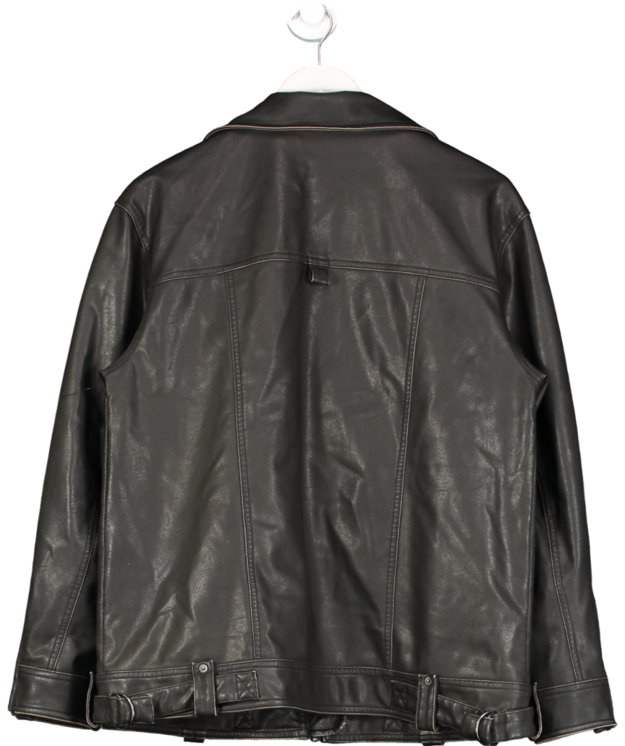 Free People Brown We The Free - Buckle Up Vegan Leather Jacket UK S