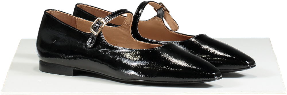 FLATTERED Camila Black Leather Patent Mary Jane Shoes UK 5