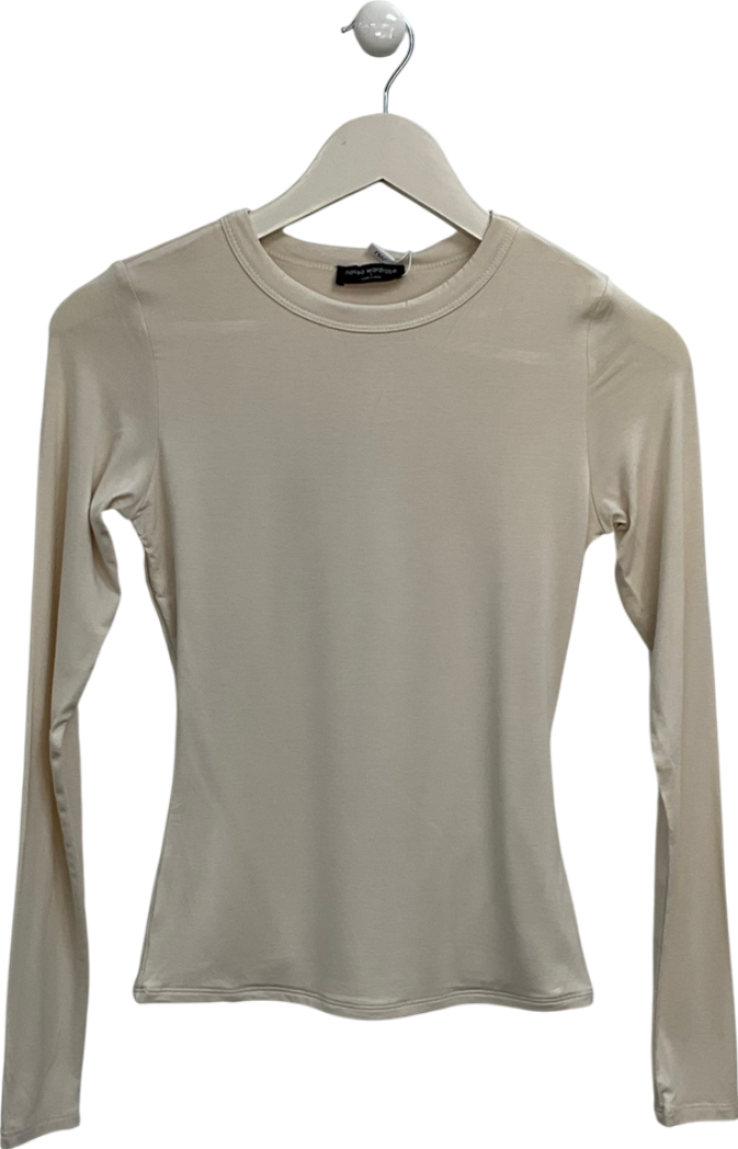 Naked Wardrobe Cream Smooth Crewneck Top UK S