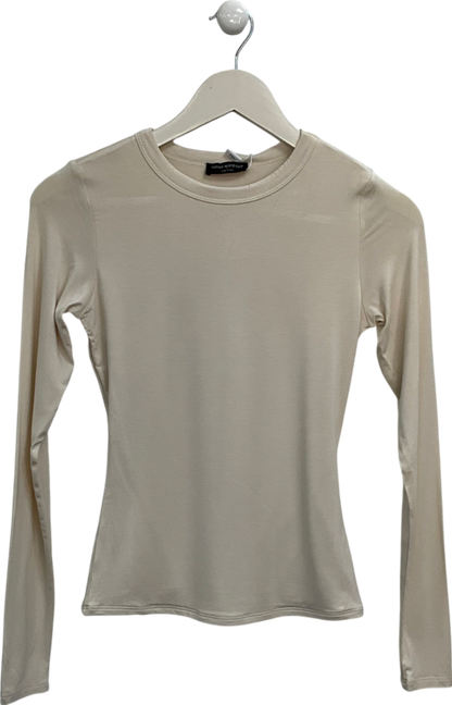 Naked Wardrobe Cream Smooth Crewneck Top UK S