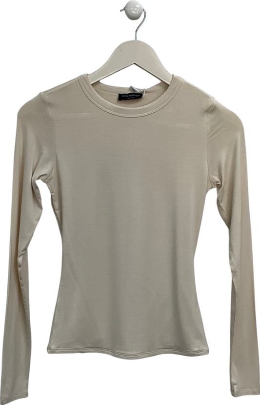 Naked Wardrobe Cream Smooth Crewneck Top UK S