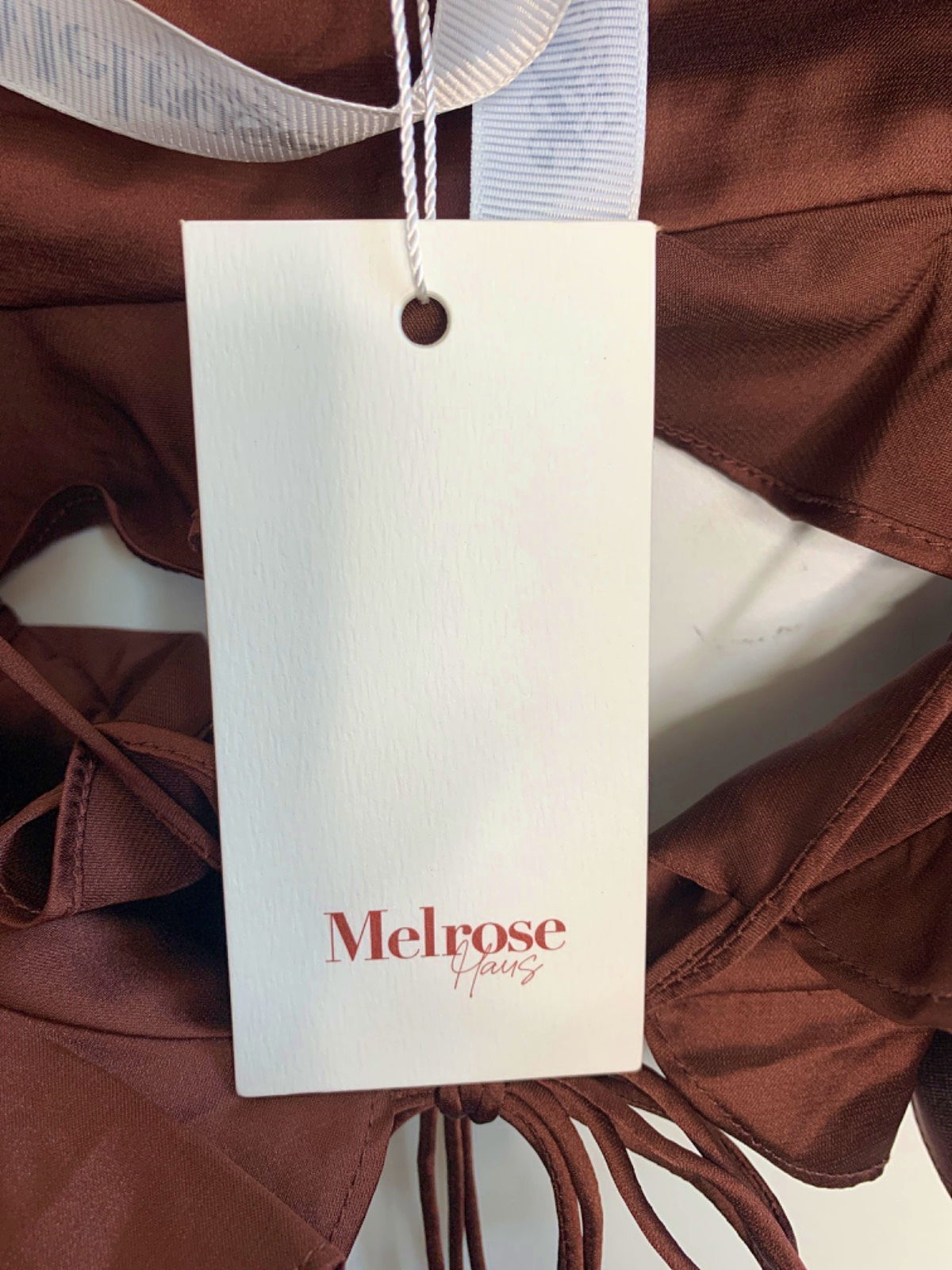 Melrose Haus Brown Ruffle Crop Top and Skirt Set S