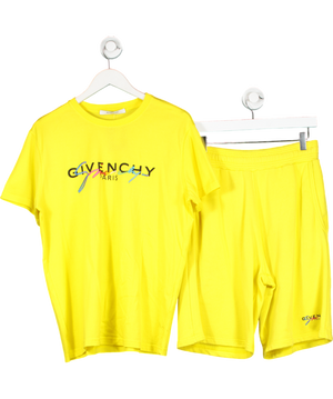 GIvenchy Yellow Rainbow Signature Logo T-shirt & Shorts UK XS
