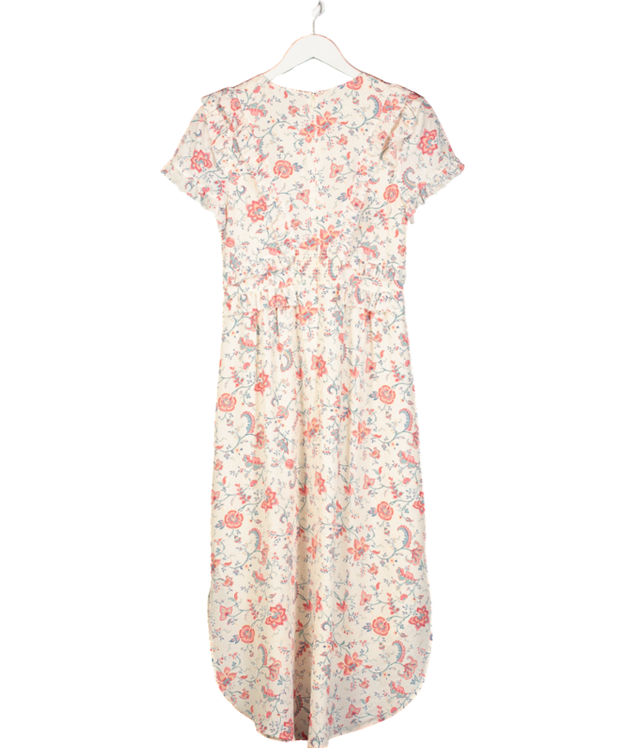 Cefinn Cream Mira Silk Floral Midi Dress UK 8