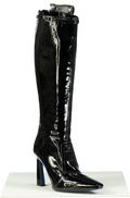 Manc Black Patent Leather Kenny Knee-High Boots UK 6