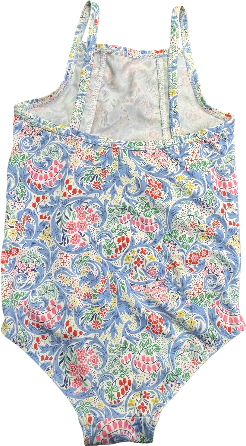 Trotter Swim Black Blue Floral Frill Detail Swimsuit 6-7 Years