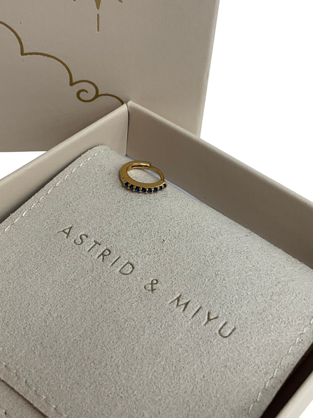 Astrid & Miyu Blue Cz Huggies In Gold One Size