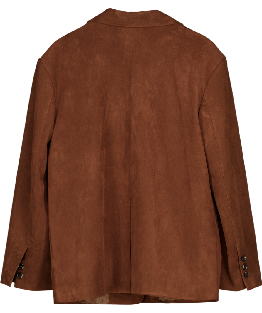 Marcela London Brown Vinn Oversized Faux Suede Jacket One Size