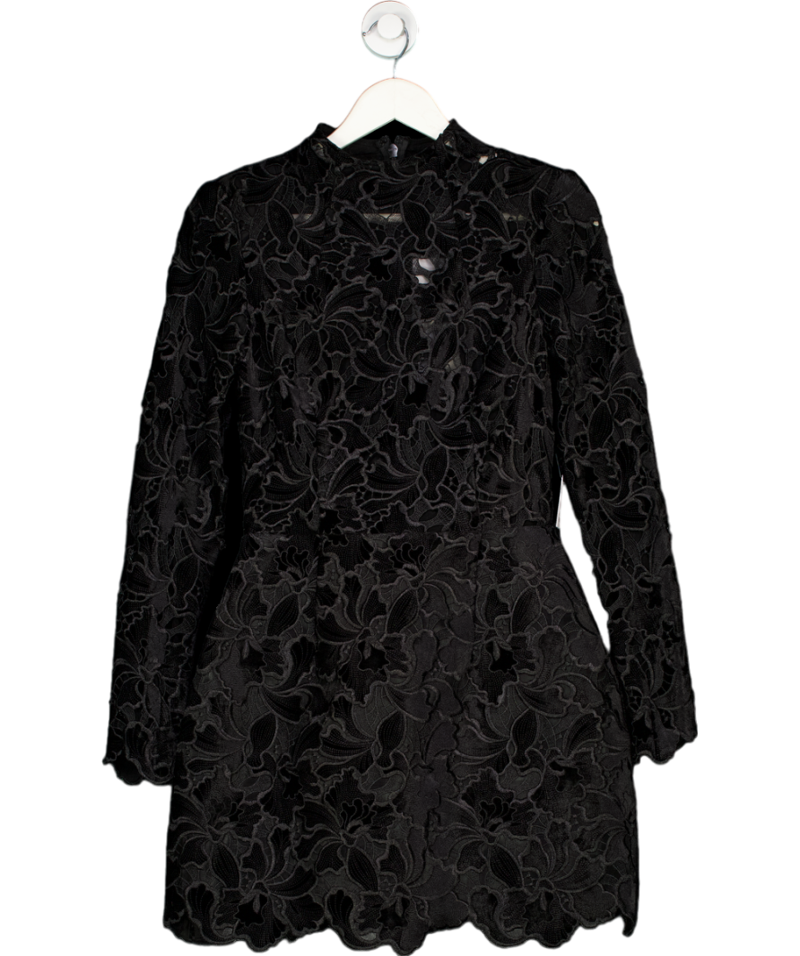 Nadine Merabi Black Lydia Embroidered Lace Tulip Shape Dress UK 10
