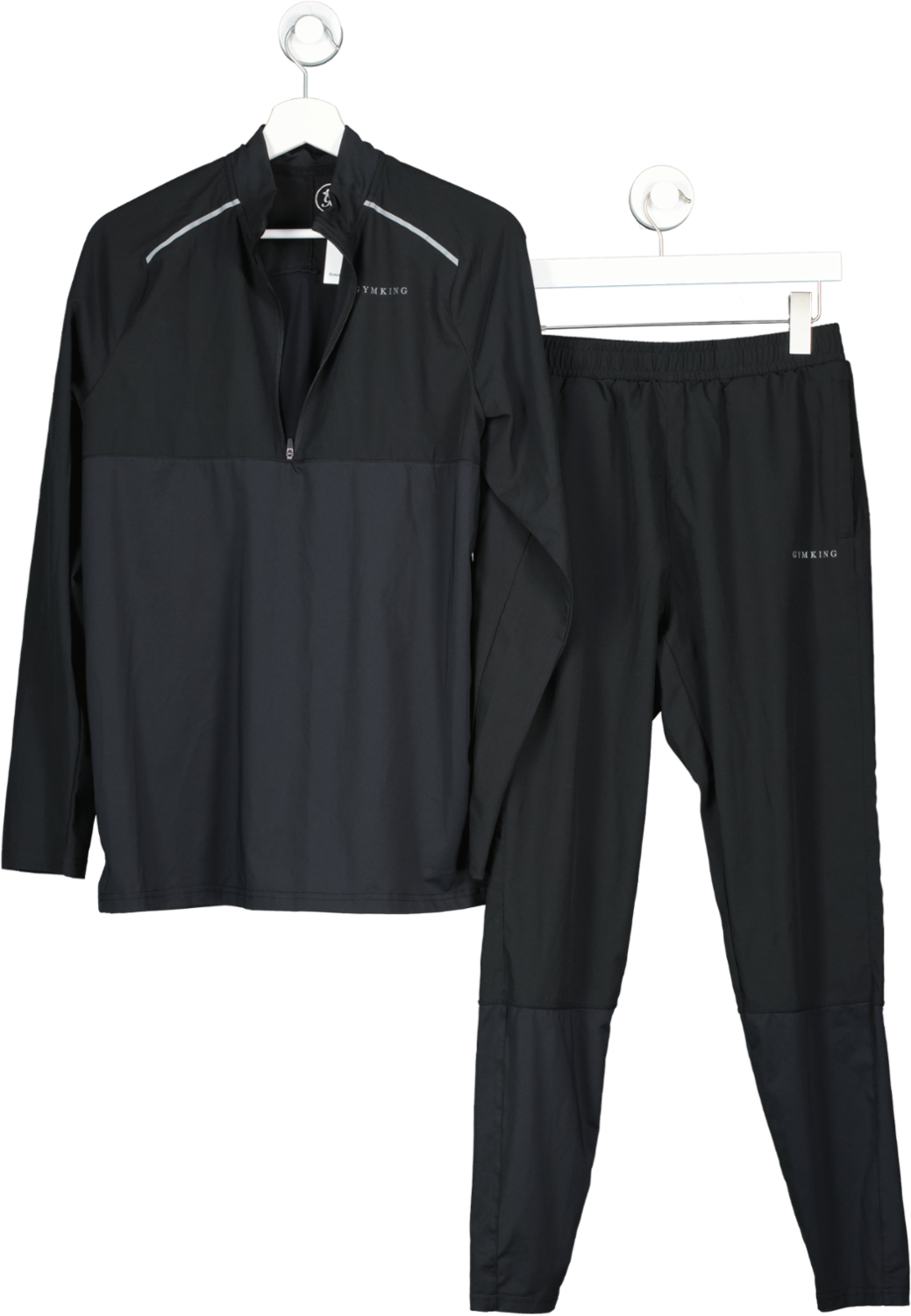 GYM KING Black Tapered Logo Trousers And Quater Zip Top, Uk M UK S