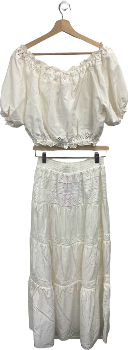 Fabrique White Lace Bohemian Co-ord Top UK M & Skirt UK S