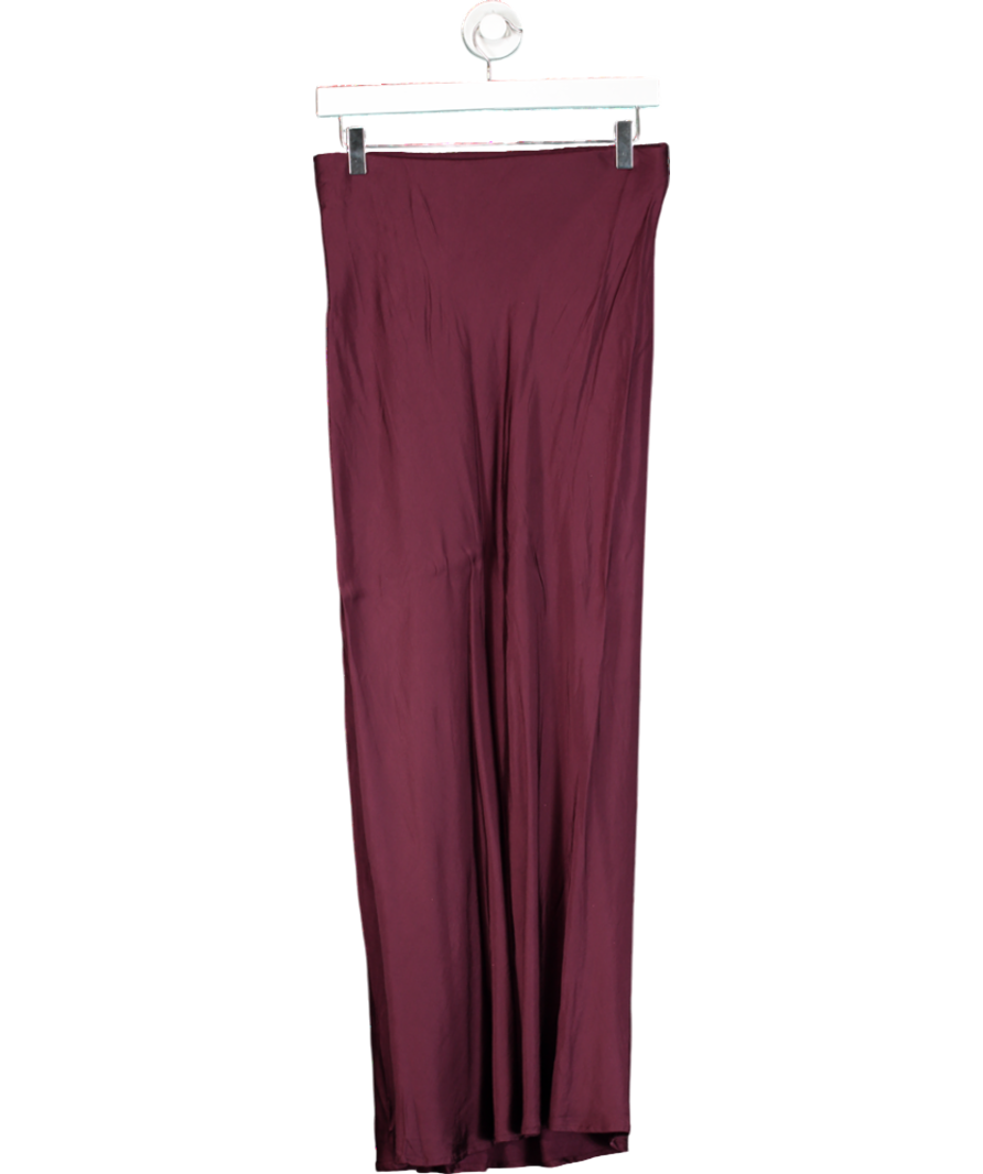 ZARA Red Satin Midi Skirt UK S