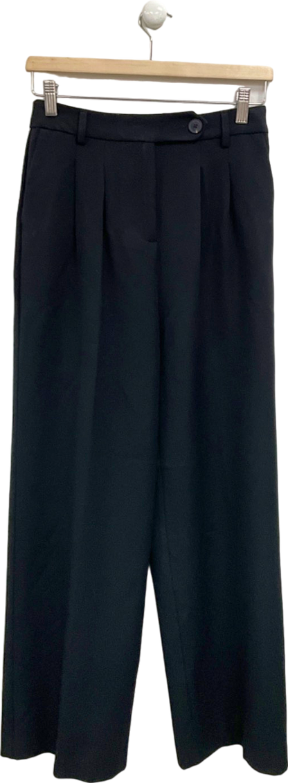 New Look Black Pvl Wide Leg Trousers UK 8