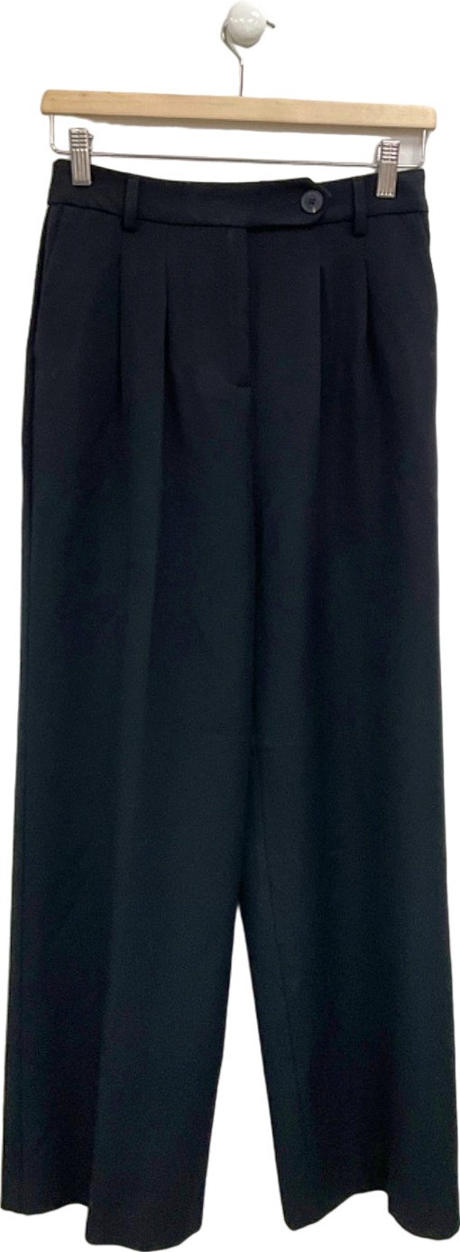 New Look Black Pvl Wide Leg Trousers UK 8