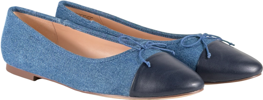 TALBOTS Blue Ansly Denim Nappa Ballet Flats Us10.5 UK 7.5 EU 40.5