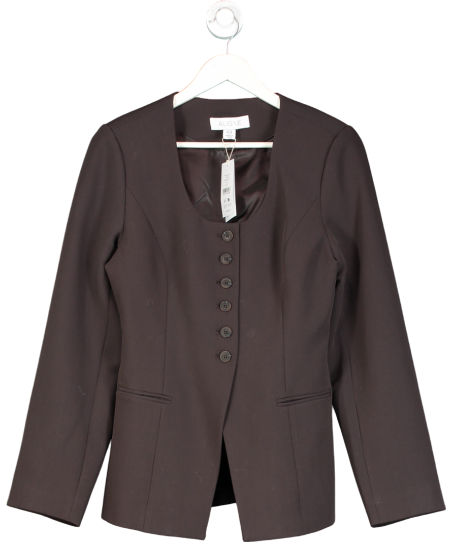 Aligne Brown Daphne Scoop Neck Waisted Blazer UK 10