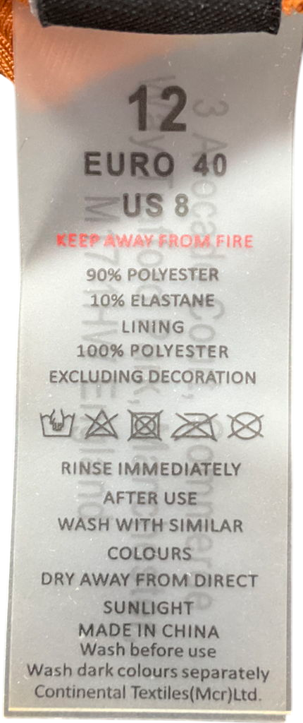 South Beach Orange Copper Bikini Set UK 12