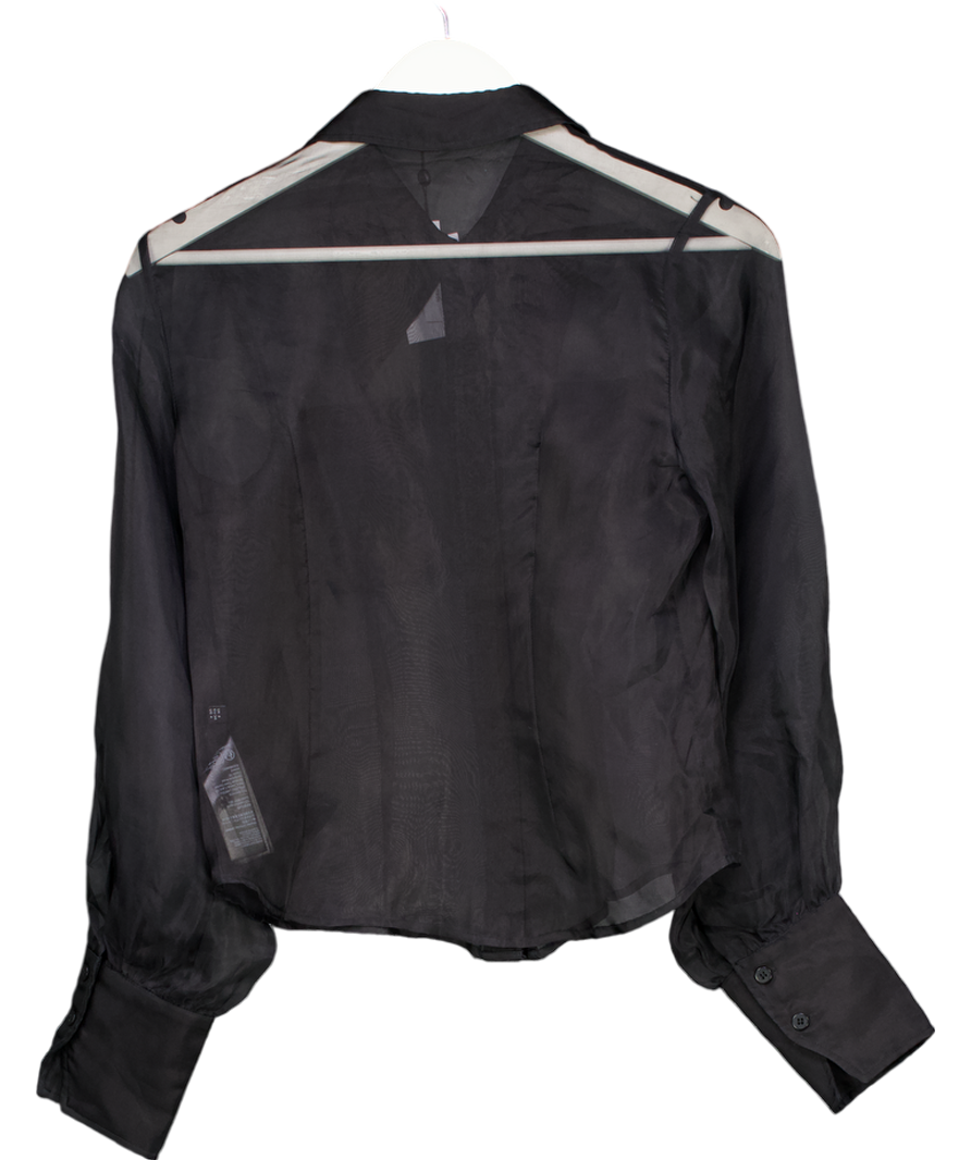 Whistles Black Penelope Silk Organza Shirt UK 8