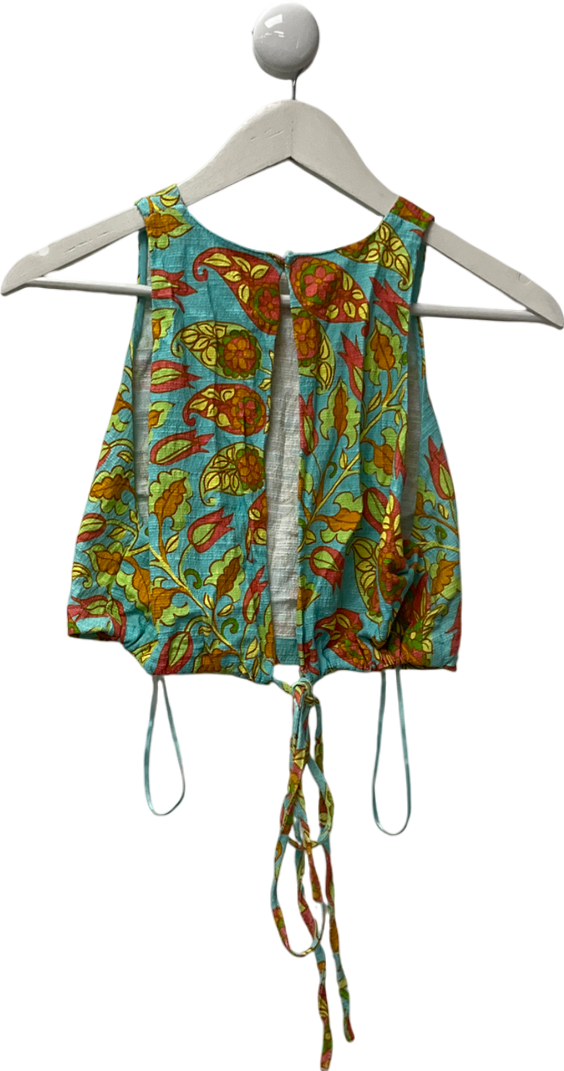 ZARA Multicoloured Halter Neck Backless Top UK M