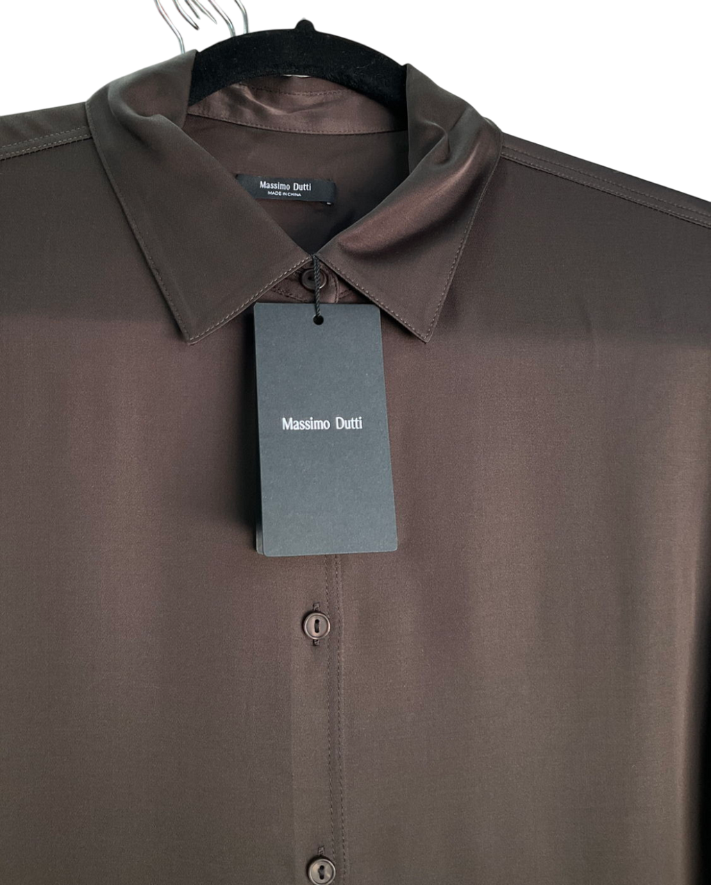 Massimo Dutti Black Flowing Long Sleeve Viscose/Linen blend Satin Shirt UK S