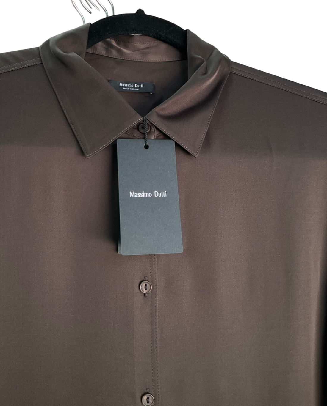 Massimo Dutti Black Flowing Long Sleeve Viscose/Linen blend Satin Shirt UK S