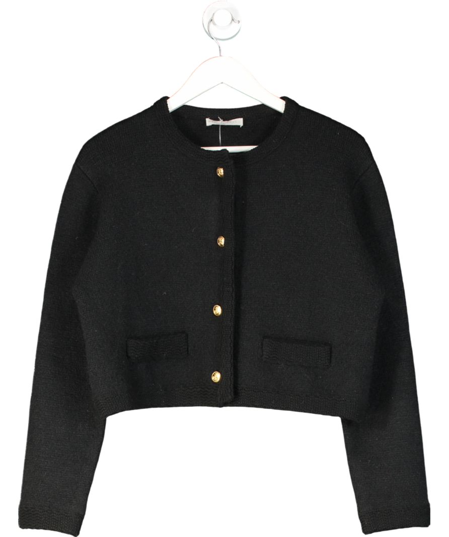 WAT. THE BRAND Black Boucle Knit Cardigan UK S