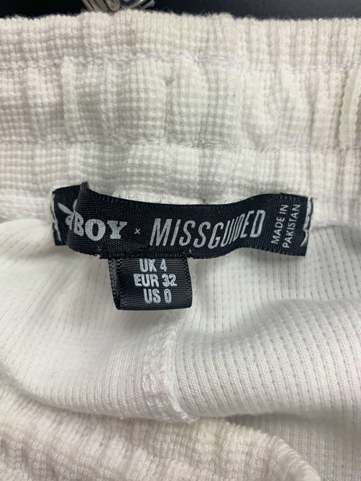 Playboy White Drawstring Jogger Pants UK 4