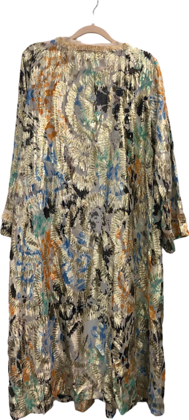 Jubylee Multicolour Metallic Thread Long Open-Front Kimono One Size