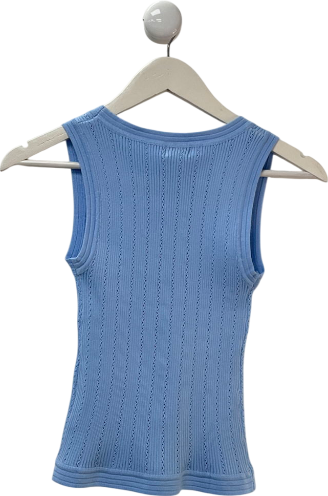 Giorgia Blue Button Detail Knitted Vest Top UK S/M