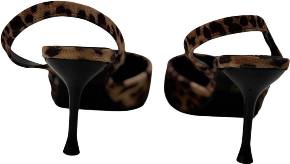 GIVANA Brown Leopard Sling Back Heels UK 6 EU 39 👠