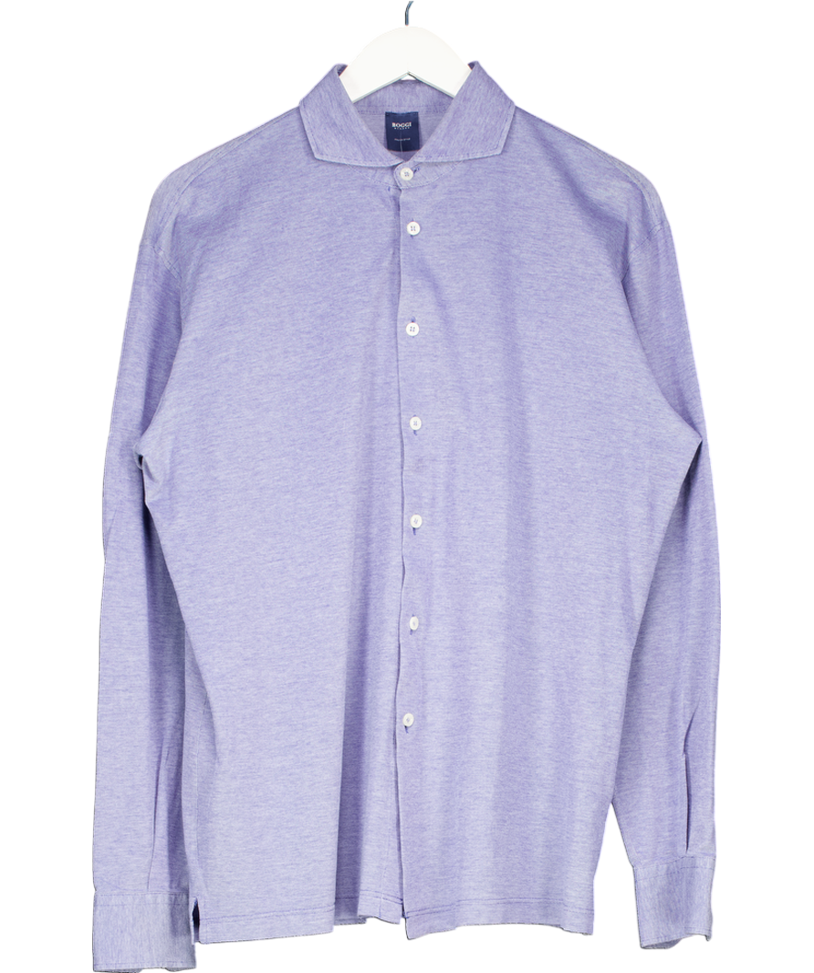 Boggi Blue Cotton Long Sleeve Shirt UK L