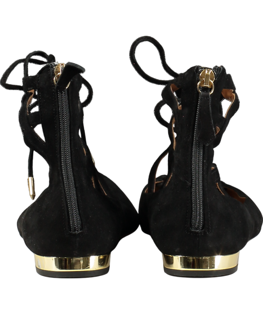 Aquazurra Black Suede Christy Flats UK 7.5 EU 40.5 👠
