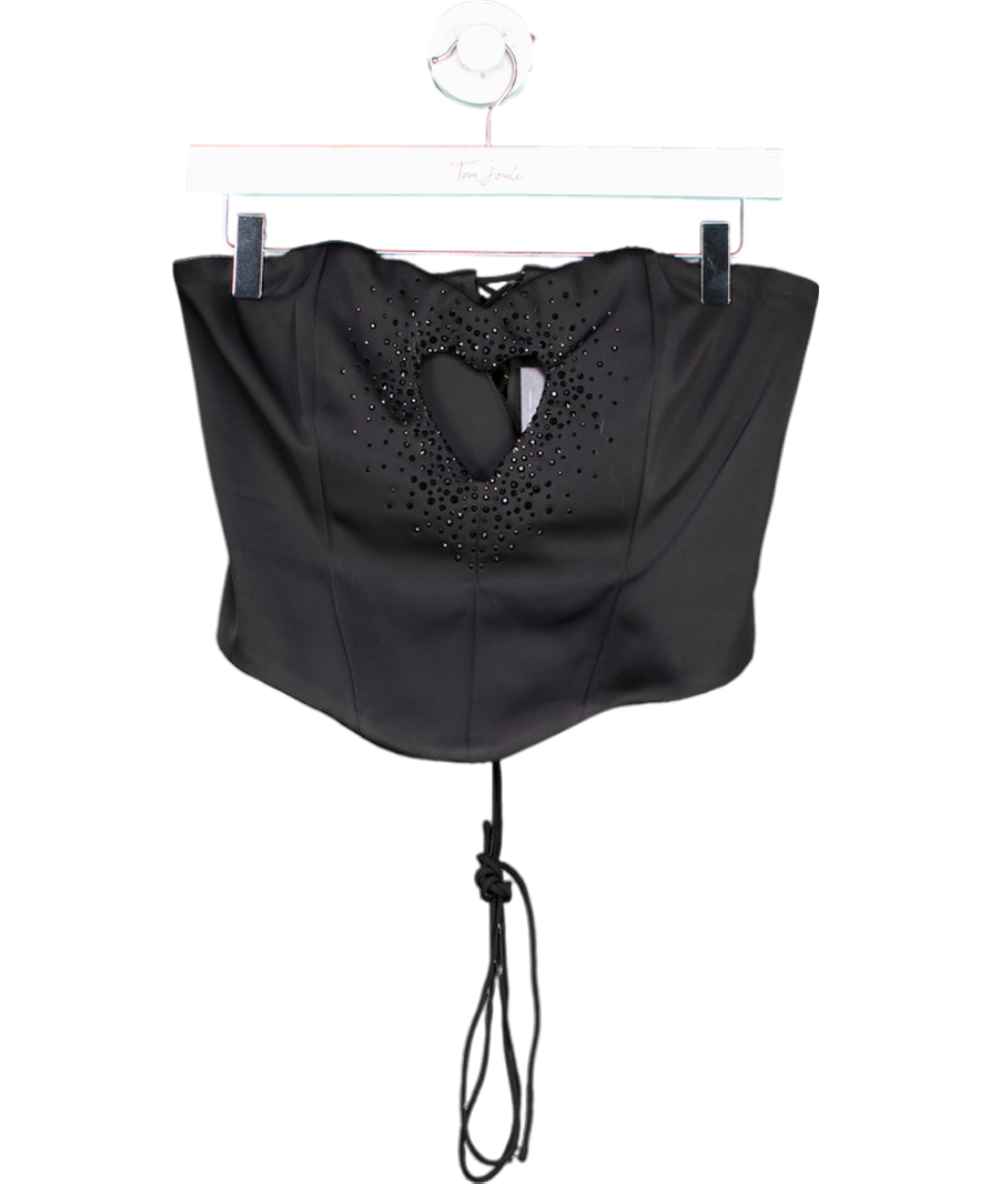 Oh Polly Black Amora  Add To Wishlist Embellished Heart Cut-out Strapless Corset Top UK 12