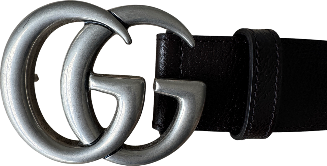 GUCCI Dark Brown Leather GG Marmont Wide Belt Sz 90cm/36" W30