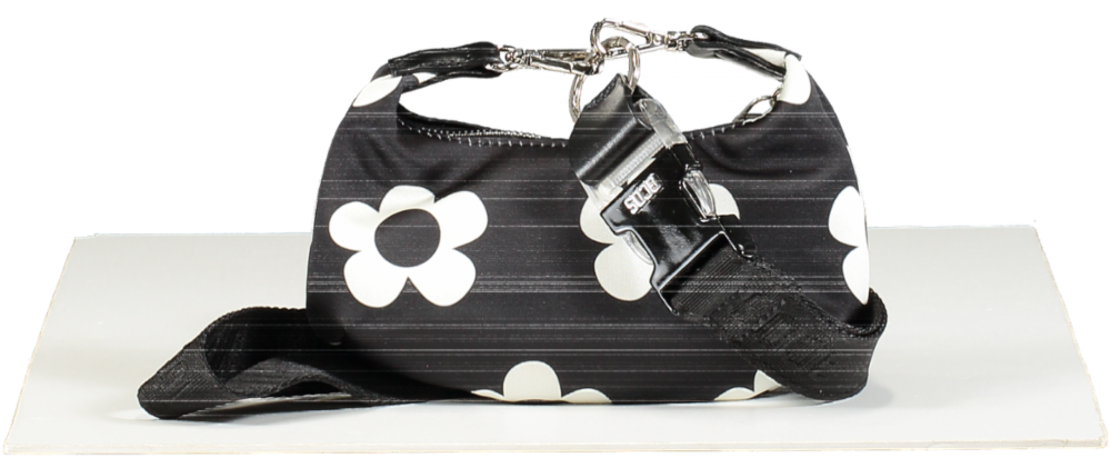 GCDS Black and White Daisy Banana mini neck bag