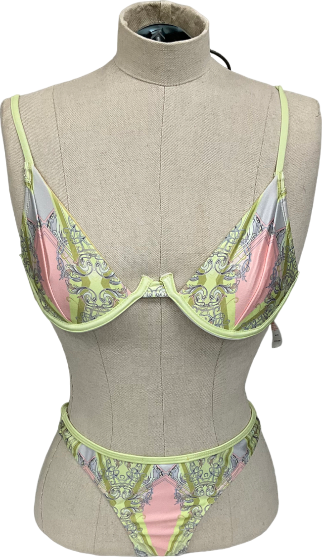 Peace and Love Green Printed Underwired Bikini UK 6