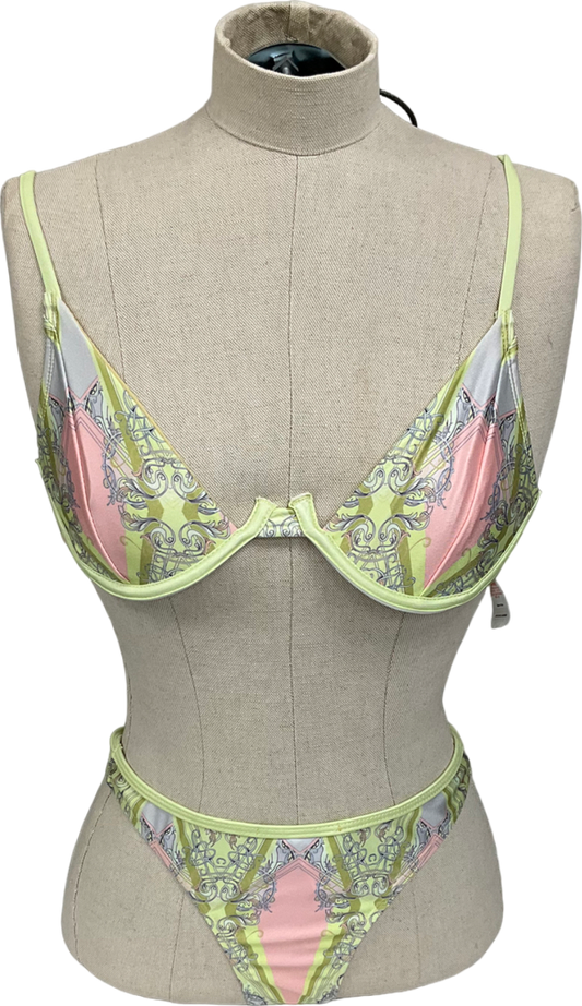 Peace and Love Green Printed Underwired Bikini UK 6