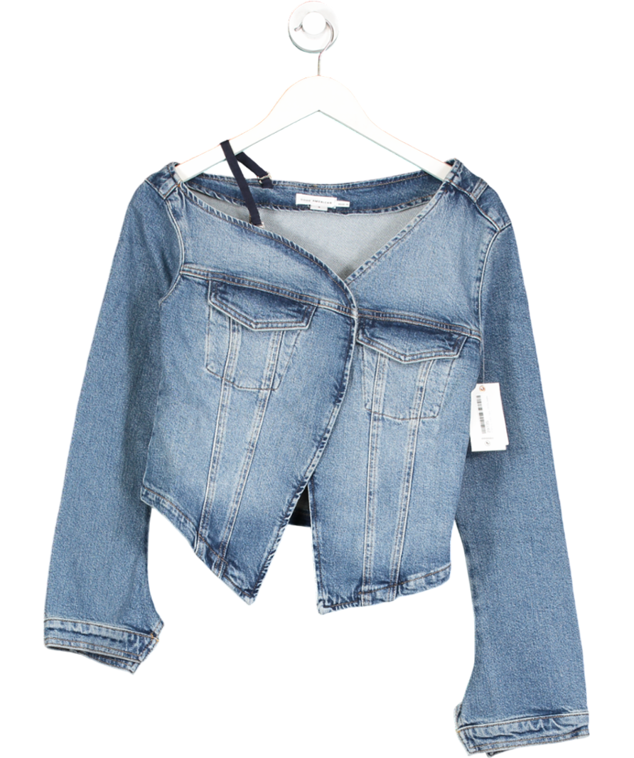 Good American Blue Asymmetric Denim Shirt UK S