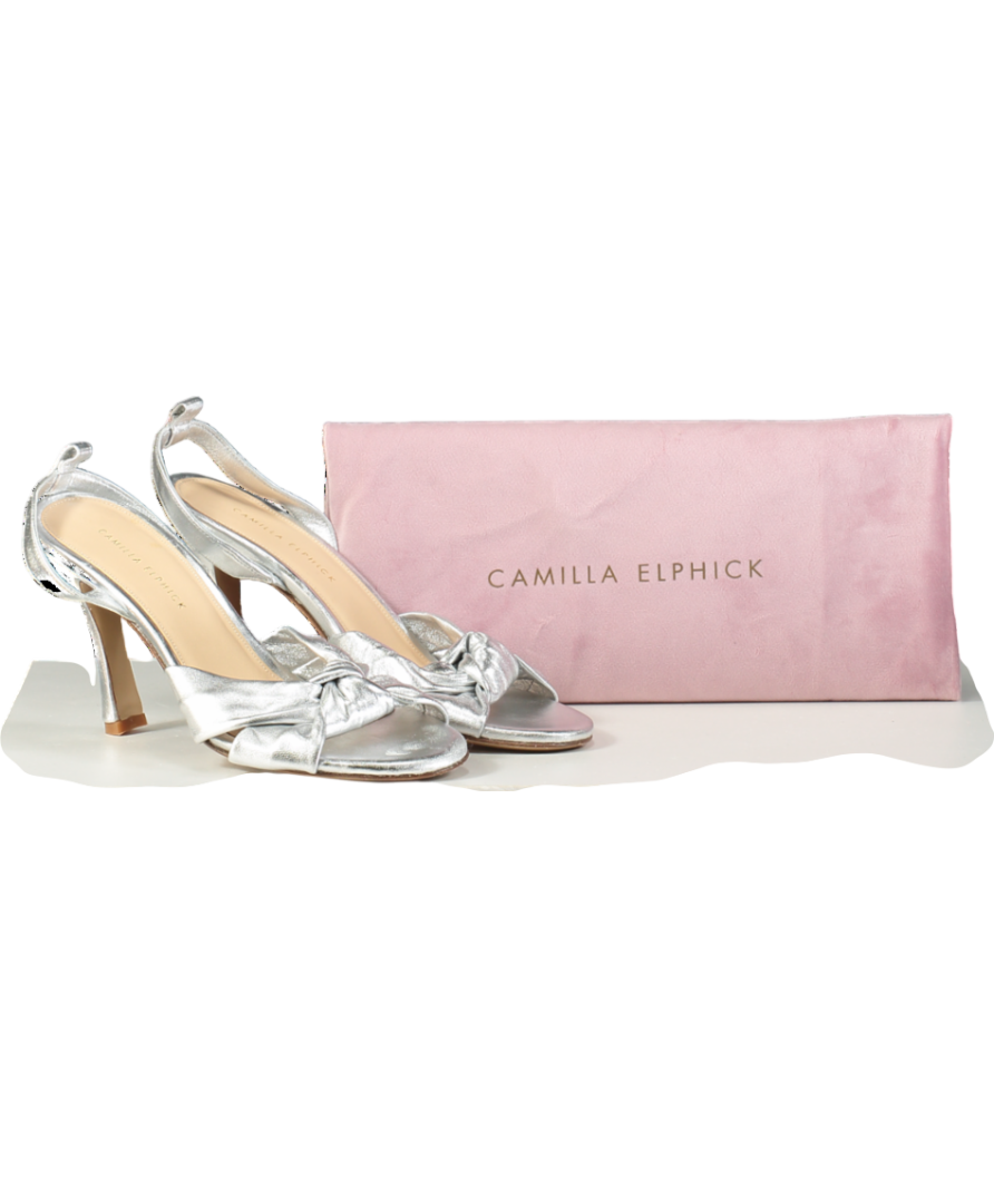 Camilla Elphick Metallic Knot Slingback Heeled Sandals UK 6 EU 39 👠