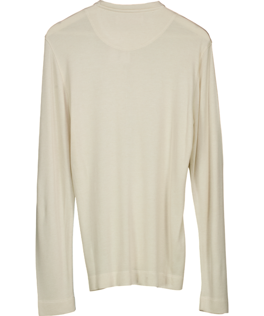 Orlebar Brown Cream Round Neck Long Sleeve Top UK M