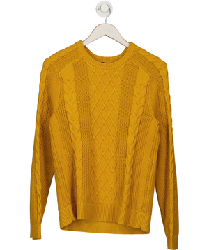 TALBOTS Yellow Chunky Cable Knit Crewneck Sweater UK L