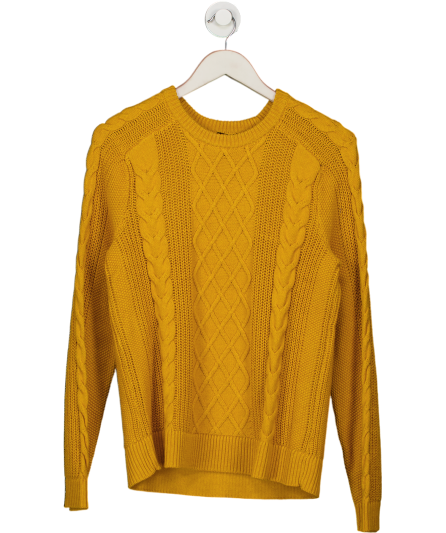 TALBOTS Yellow Chunky Cable Knit Crewneck Sweater UK L
