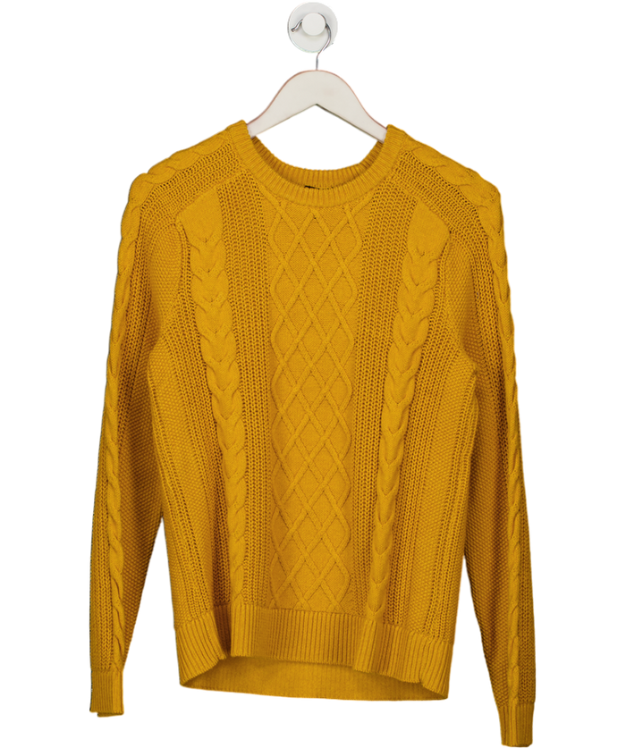 TALBOTS Yellow Chunky Cable Knit Crewneck Sweater UK L