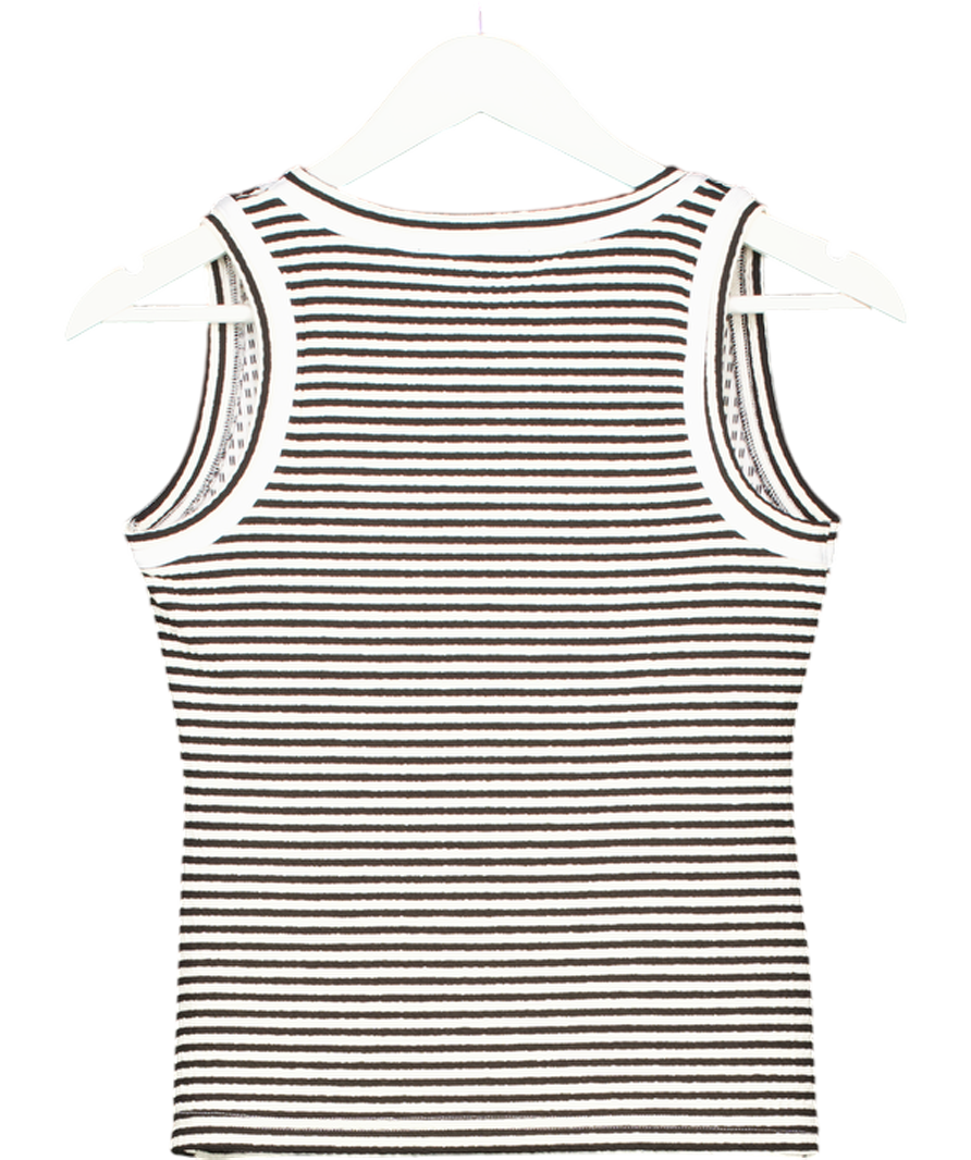 Ego White Swirl Graphic Logo Vest Top In Black Stripe UK M/L