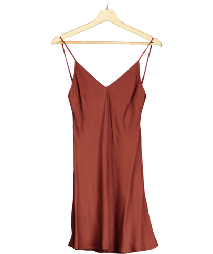 Studio Matis Brown V-back Satin Mini Dress UK XS